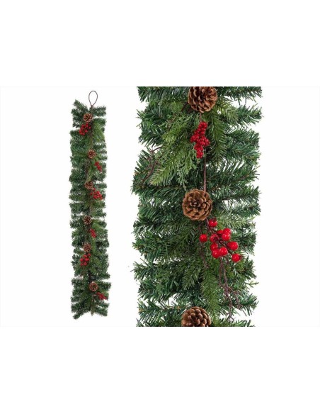 Festone ghirlanda natalizia con bacche e pigne - 1,50 m - 179 rami 🌲