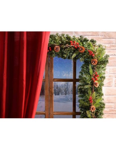 Festone ghirlanda natalizia con bacche e pigne - 1,50 m - 179 rami 🌲