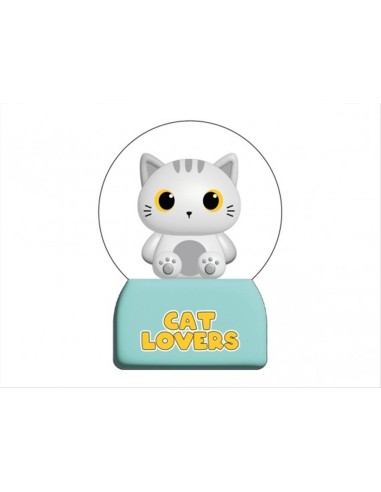 Palla di neve LED Gatto Bianco - Decorazione luminosa dipinta a mano