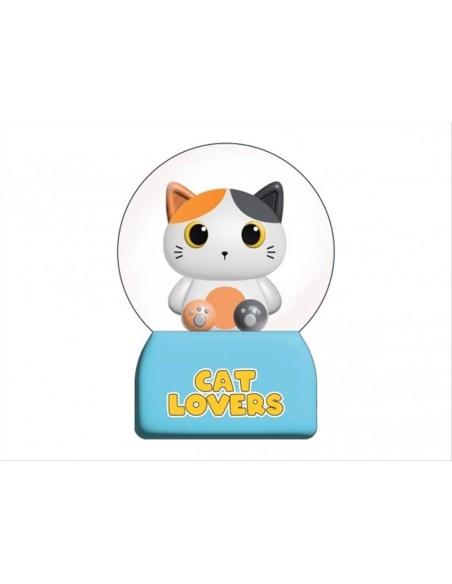 Palla di neve LED Gatto Tricolore Arancione - Diamante Rosa!