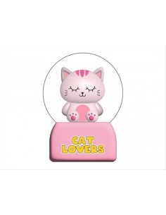 Palla di neve LED Gatto Rosa - Decorazione luminosa DIAMANTE ROSA