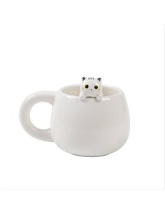 iTOTAL Tazza in ceramica GATTO BIANCO in 3D | Diamante Rosa