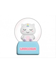 Palla di Neve con LED Unicorno - Decorazione luminosa Diamante Rosa