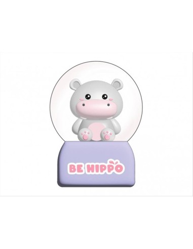 Palla di Neve con LED Ippopotamo Diamante Rosa - Decorazione luminosa