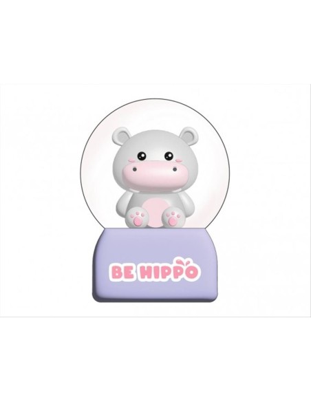 Palla di Neve con LED Ippopotamo Diamante Rosa - Decorazione luminosa