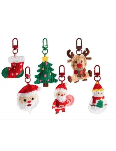 Portachiavi natalizio in maglia - 6 varianti - Babbo, renna, albero e 