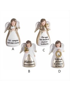 Angelo Portafortuna con messaggio - H11 cm - 4 varianti in resina dora