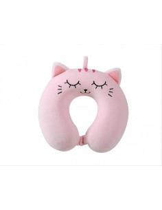 Cuscino da Viaggio Gatto Rosa 33x30x10cm - Memory Foam con Gancio da Z