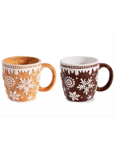 Tazza in ceramica natalizia Marzapane 3D - 450ml - 2 varianti chiaro o