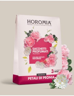 PETALI DI PEONIA Sacchetti profumati 3pz multiuso Horomia