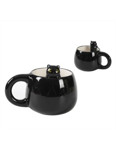 iTOTAL Tazza in ceramica GATTO NERO in 3D | Diamante Rosa
