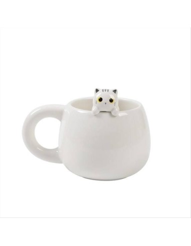 iTOTAL Tazza in ceramica GATTO BIANCO in 3D | Diamante Rosa