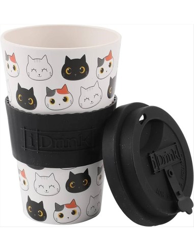 Tazza con Tappo in Silicone 435 ml - Gatti Kawaii!