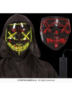Maschera Nera con Luci PVC – 2 Colori per Halloween 🎭💡