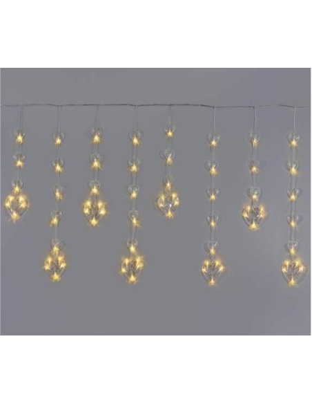 Luce pioggia con cuori pendenti 108 luci LED bianco caldo - 200 x 60 c
