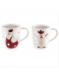 Tazza 400ml in ceramica con gallina sorridente - 2 colorii (1pz)