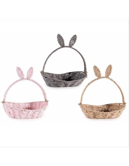 Cestino con Manico e Orecchie da Coniglio Ovale 🐇🎀 3 colori (1pz)