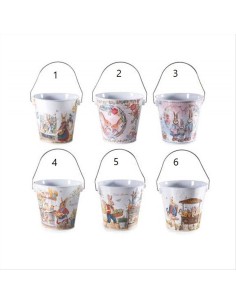 Secchiello Pasquale in Metallo con Manico - 6 Fantasie 🌸