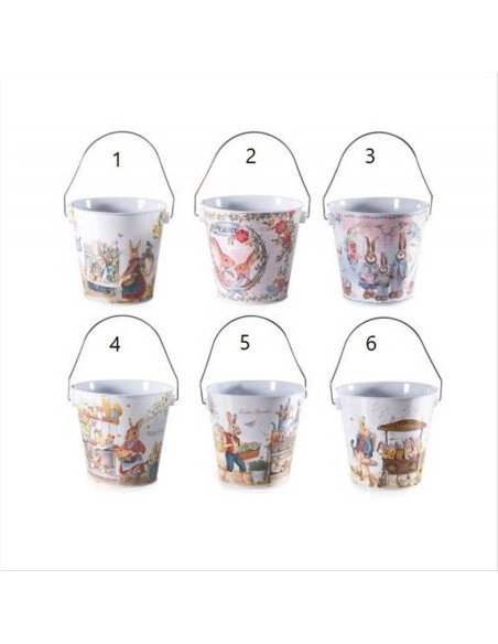 Secchiello Pasquale in Metallo con Manico - 6 Fantasie 🌸