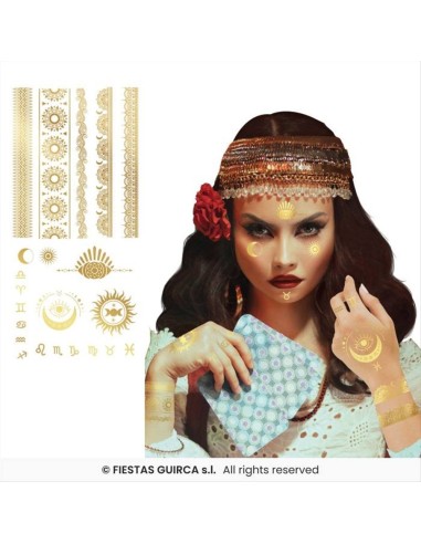 Tatuaggio Temporaneo Egiziano Dorato | Diamante Rosa