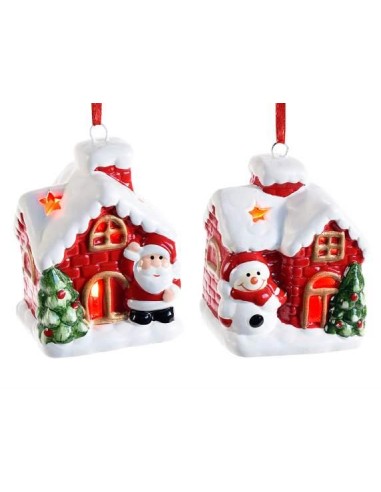 Decorazione 3D Casetta natalizia con LED Babbo Natale Pupazzo di Neve