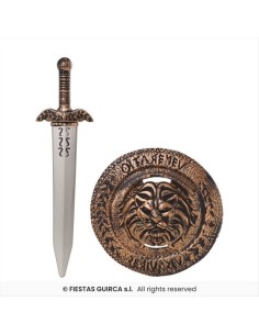 Scudo Romano 31 cm con Spada 48 cm Bambino in PVC | Diamante Rosa 2