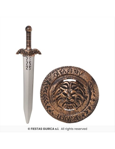 Scudo Romano 31 cm con Spada 48 cm Bambino in PVC | Diamante Rosa