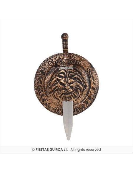 Scudo Romano 31 cm con Spada 48 cm Bambino in PVC | Diamante Rosa