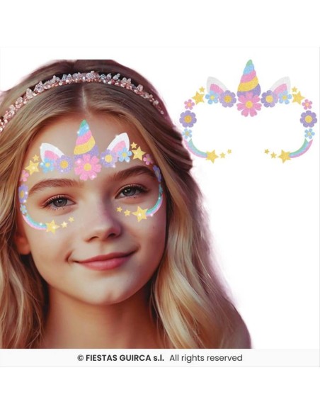 Idee Carnevale, Gioielli Adesivi per Viso Unicorno Glitter | Diamante 