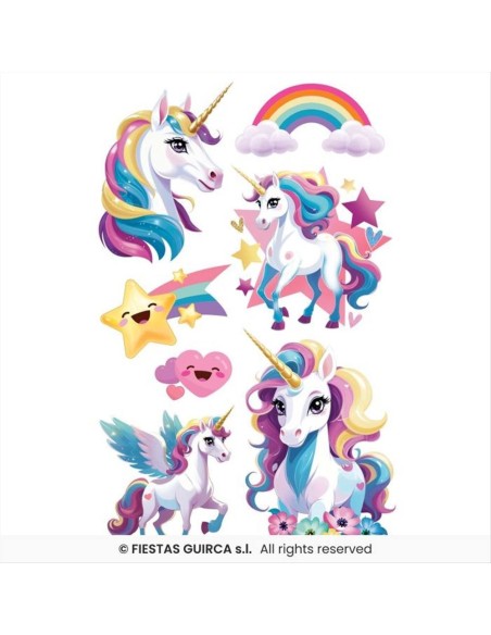 Tatuaggi Temporanei Unicorno 14x30 cm | Diamante Rosa