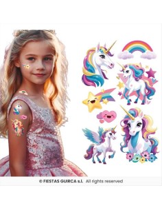 Tatuaggi Temporanei Unicorno 14x30 cm | Diamante Rosa 2
