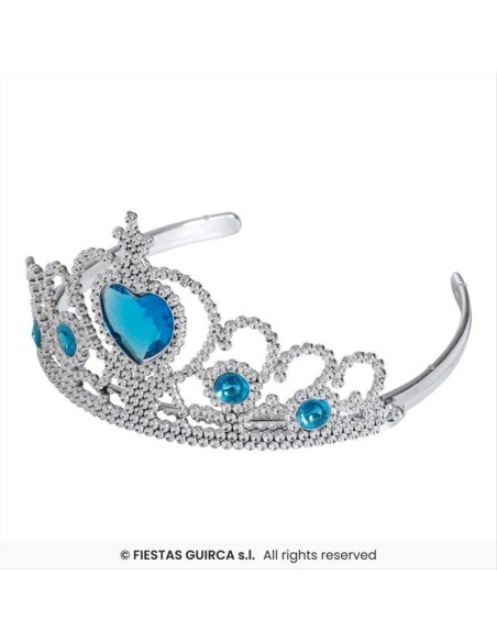 Tiara da Principessa con Pietre Azzurre in PVC | Diamante Rosa