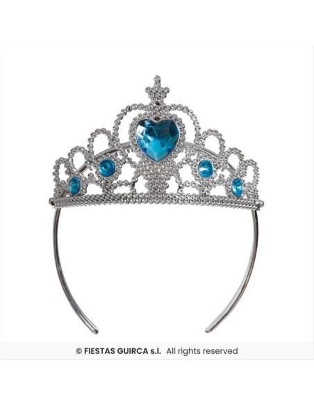 Tiara da Principessa con Pietre Azzurre in PVC | Diamante Rosa