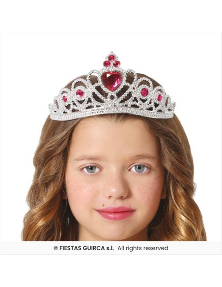 Tiara da Principessa con Pietre Rosse in PVC | Diamante Rosa
