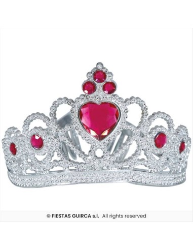 Tiara da Principessa con Pietre Rosse in PVC | Diamante Rosa