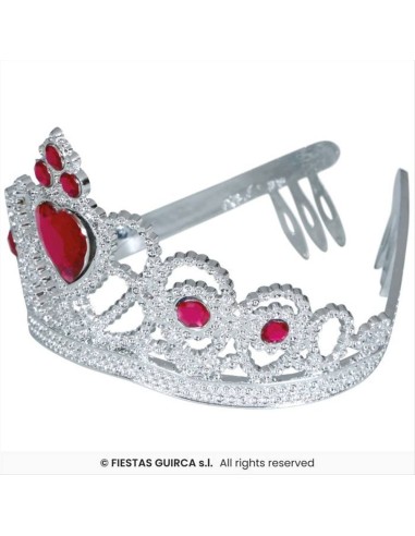 Tiara da Principessa con Pietre Rosse in PVC | Diamante Rosa