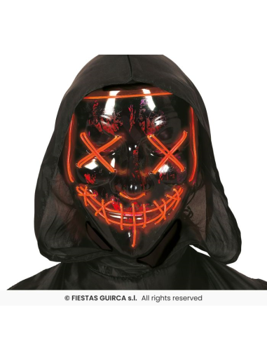 Maschera Nera con Luci PVC – 2 Colori per Halloween 🎭💡