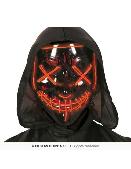 Maschera Nera con Luci PVC – 2 Colori per Halloween 🎭💡