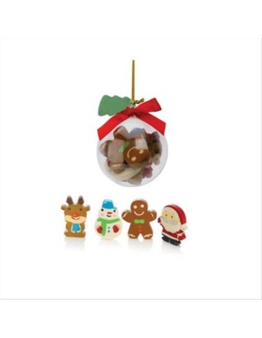 Pallina con 4 Gomme Natalizie 🎅☃️ Renna, Omino di Marzapane, Babbo Na