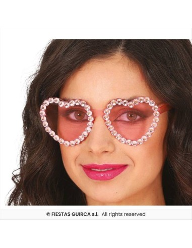 Occhiali a Cuore Rosa con Strass - Accessorio Glamour | Diamante Rosa