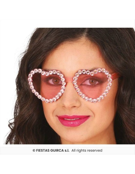 Occhiali a Cuore Rosa con Strass - Accessorio Glamour | Diamante Rosa
