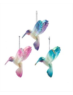 Decorazione 3D Colibrì Fluorescente H9cm - 3 Colori Kurt Adler