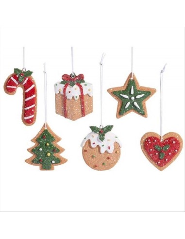 Decorazione natalizia 3D Biscotti in resina - 6 varianti - Effetto zuc