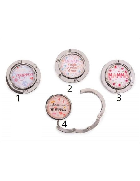 Gancio Portaborse Mamma in Metallo con Dedica