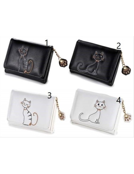 Portafoglio Gatto in Ecopelle con Ricamo