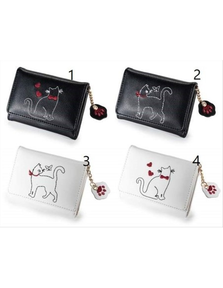Portafoglio Gatto in Ecopelle con Ricamo