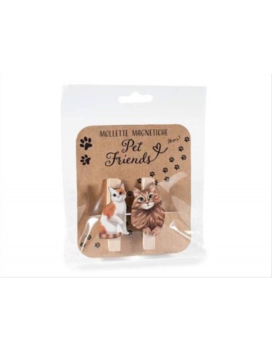Mollette Magnetiche Gatti in Legno 2 Pezzi