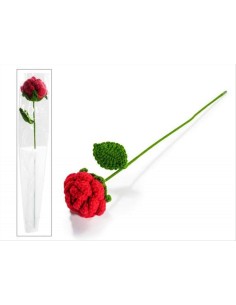 Rosa Rossa all’Uncinetto con Gambo Modellabile