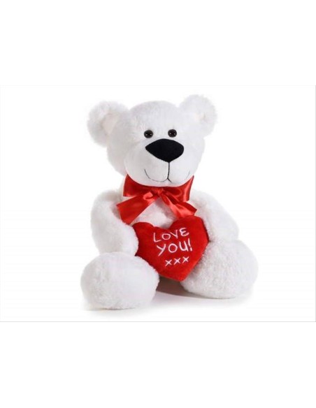 Orsetto Bianco in Peluche con Cuore Love 42 cm