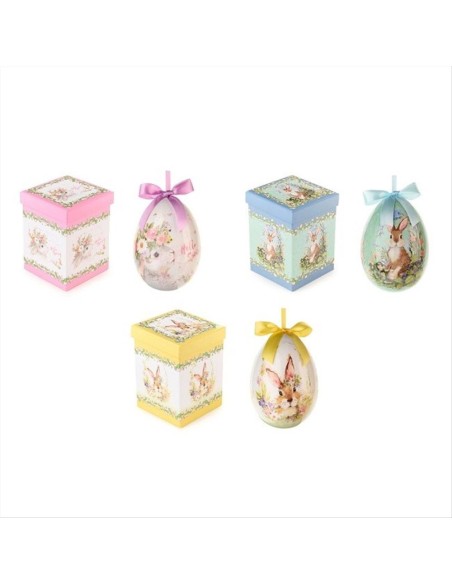 Uovo Pasquale 🎨 H15cm – 3 Varianti con Disegni Colorati e Scatola Reg